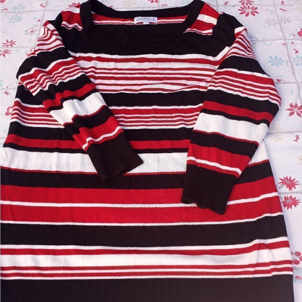 Joseph A. Women 3/4 Sleeve Blouse Knit Top Shirt Size Large Rayon Blend
